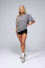 Front View of Quiet Shade TLF Unisex Etched Dura Cotton Oversized Tee, durable, Oversized short sleeve shirt, for gym or street wear