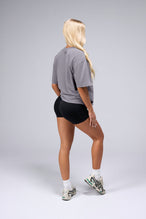 Right Side View of Quiet Shade TLF Unisex Etched Dura Cotton Oversized Tee, durable, Oversized short sleeve shirt, for gym or street wear