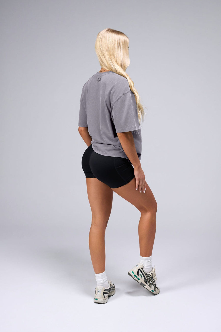 Right Side View of Quiet Shade TLF Unisex Etched Dura Cotton Oversized Tee, durable, Oversized short sleeve shirt, for gym or street wear