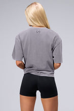 Back View of Quiet Shade TLF Unisex Etched Dura Cotton Oversized Tee, durable, Oversized short sleeve shirt, for gym or street wear