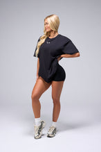 Front View Of Unisex Further Cotton Luxe Oversized Tee in Black