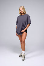 Front View Of Unisex Further Cotton Luxe Oversized Tee in Blackened Pearl
