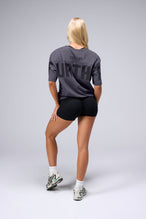 Back View Of Unisex Further Cotton Luxe Oversized Tee in Blackened Pearl