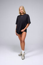 Front View Of Unisex Further Cotton Luxe Oversized Tee in Black