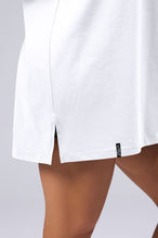 Zoomed Front View Of Unisex Further Cotton Luxe Oversized Tee in White