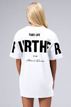 Back View Of Unisex Further Cotton Luxe Oversized Tee in White