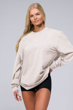 Front View Of Unisex Redefine Cotton Luxe Oversized Long Sleeve in Oat Milk