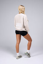 Back View Of Unisex Redefine Cotton Luxe Oversized Long Sleeve in Oat Milk