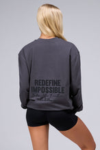 Back View Of Unisex Redefine Cotton Luxe Oversized Long Sleeve in Blackened Pearl