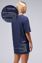 Detail Back View Of Blue Stonewash TLF Unisex TM Dura Cotton Oversized Tee