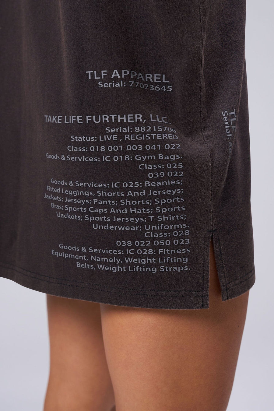 Detail Back View Of Black Stonewash TLF Unisex TM Dura Cotton Oversized Tee