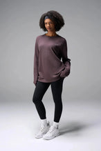 Front View of Brown the TLF Waffle Tech Crew Neck featuring a raglan sleeve in our premium waffle knit fabric