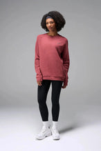 Front View of Red the TLF Waffle Tech Crew Neck featuring a raglan sleeve in our premium waffle knit fabric