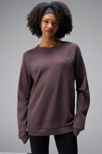 Front View of Brown the TLF Waffle Tech Crew Neck featuring a raglan sleeve in our premium waffle knit fabric