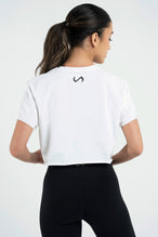 3-D Gym Crop Tee - Gym Crop Top Womens - White Black - 2