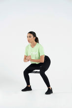 3-D Gym Crop Tee - Women's Workout Crop Tops - Neon Lime White - 6