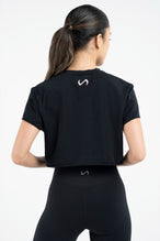 3-D Gym Crop Tee - Best Workout Crop Tops - Black White - 2