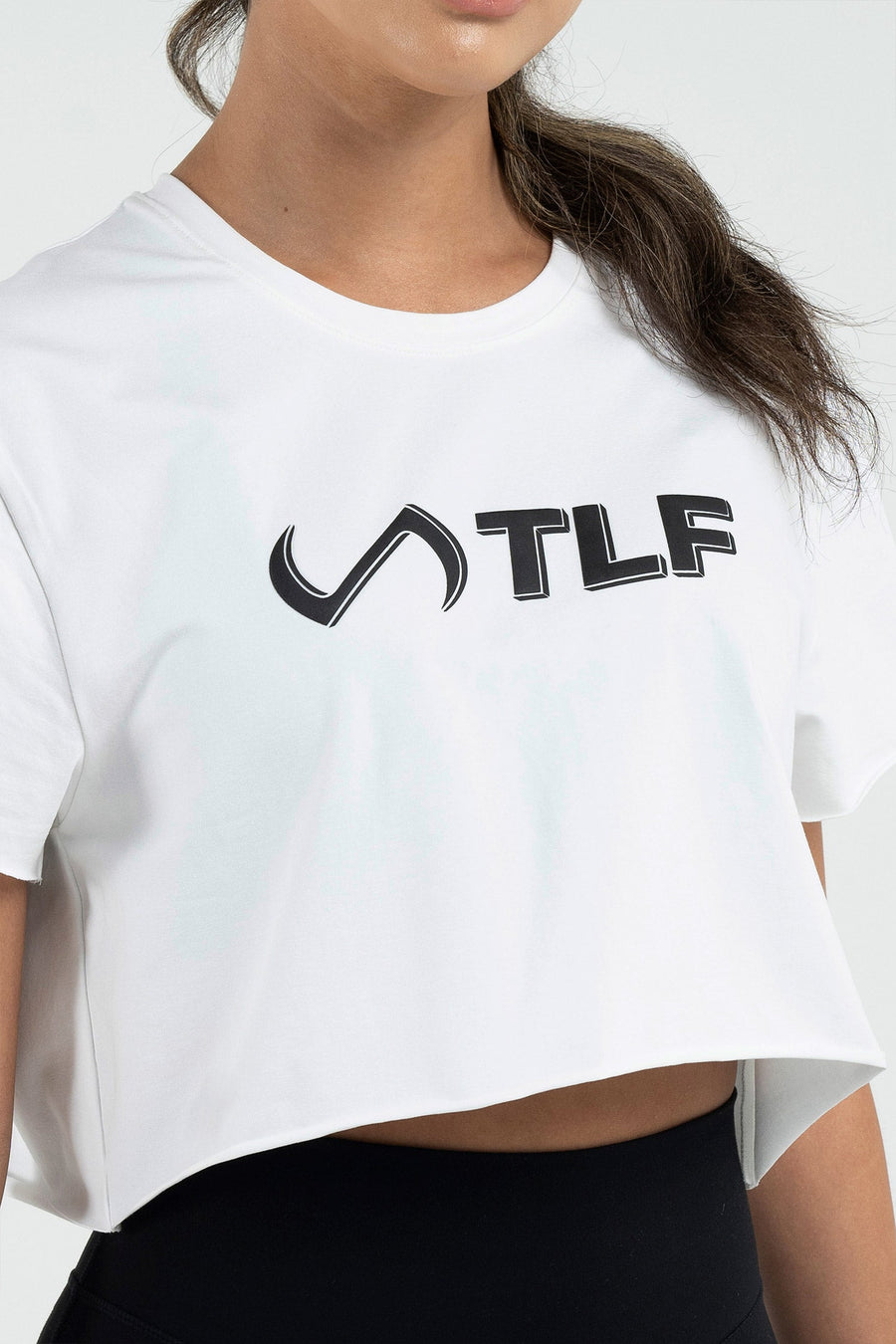3-D Gym Crop Tee - Gym Crop Top Womens - White Black - 4