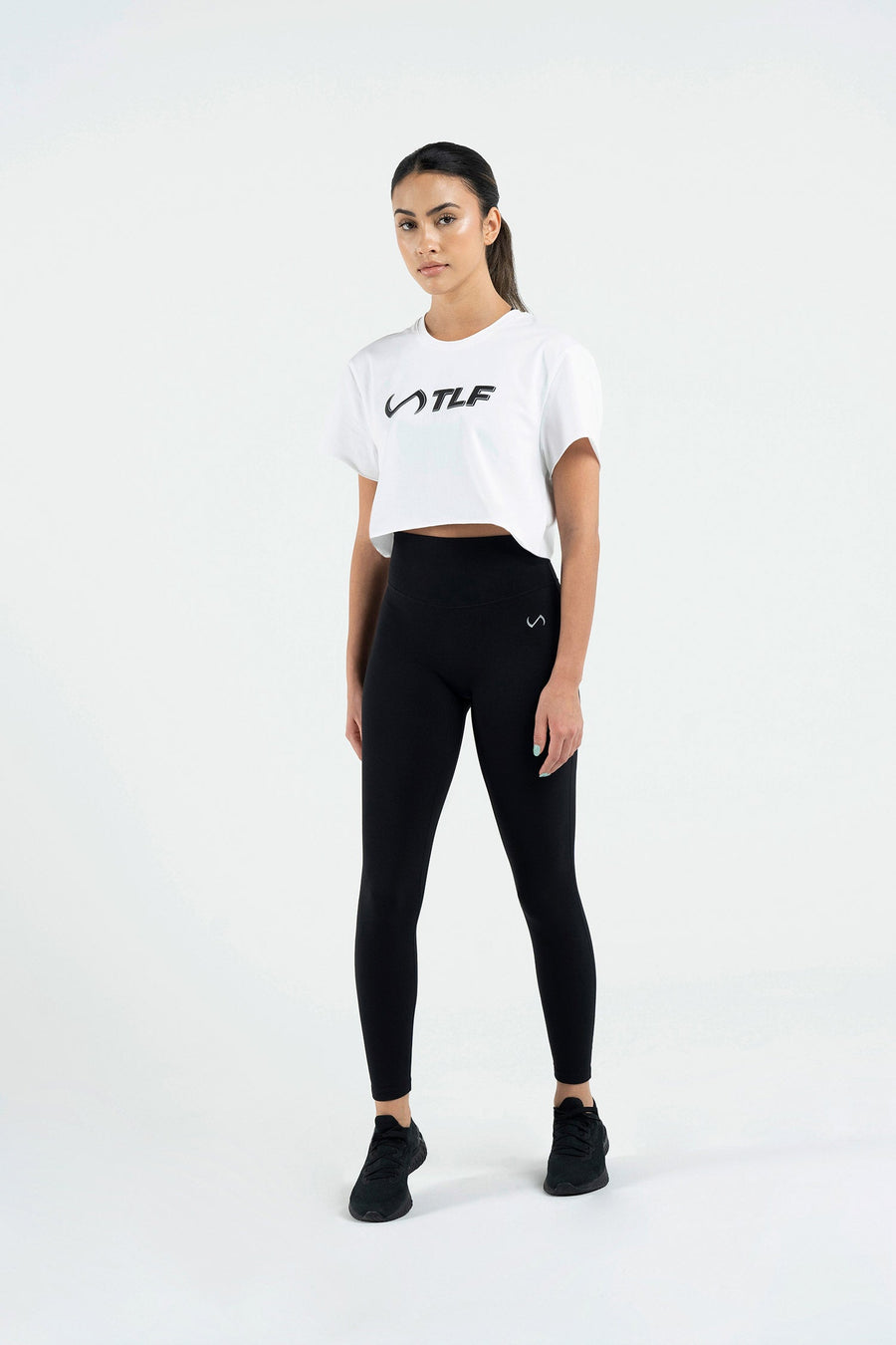 3-D Gym Crop Tee - Gym Crop Top Womens - White Black - 5