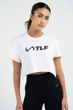 3-D Gym Crop Tee - Gym Crop Top Womens - White Black - 1
