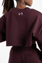 TLF Chill Fleece Oversized Crop Sweatshirt: Workout Sweatshirt Womens – Red – Maroon - Cherry - 2