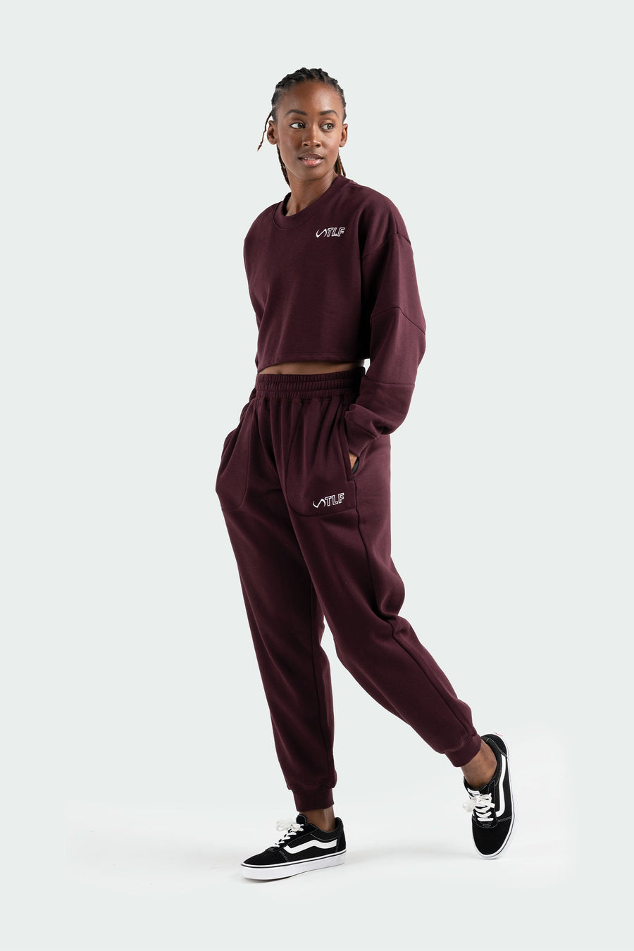 TLF Chill Fleece Oversized Crop Sweatshirt: Workout Sweatshirt Womens – Red – Maroon - Cherry - 3