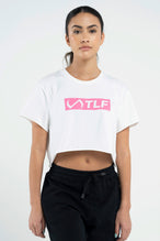 TLF Knockout Gym Crop Tee - Gym Crop Top Womens – White-Pink - 1
