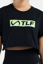 TLF Knockout Gym Crop Tee - Women’s Workout Crop Tops – Black-Lime - 2