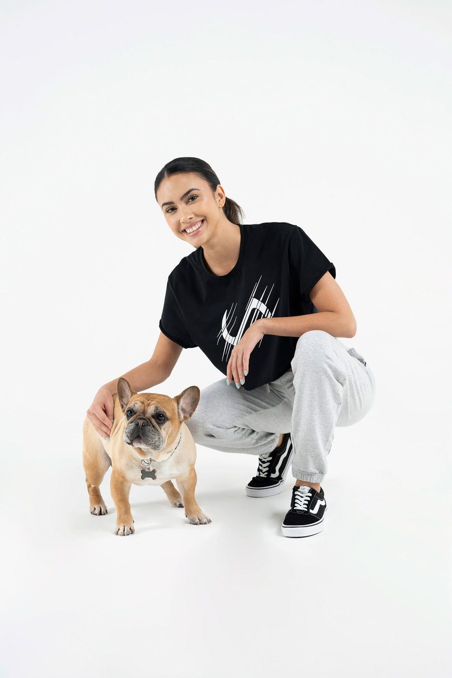 TLF Lift Oversized Gym Crop Tee - Best Workout Crop Tops - Black-White - 6