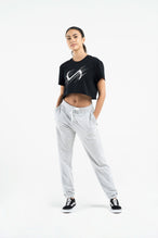TLF Lift Oversized Gym Crop Tee - Best Workout Crop Tops - Black-White  - 2