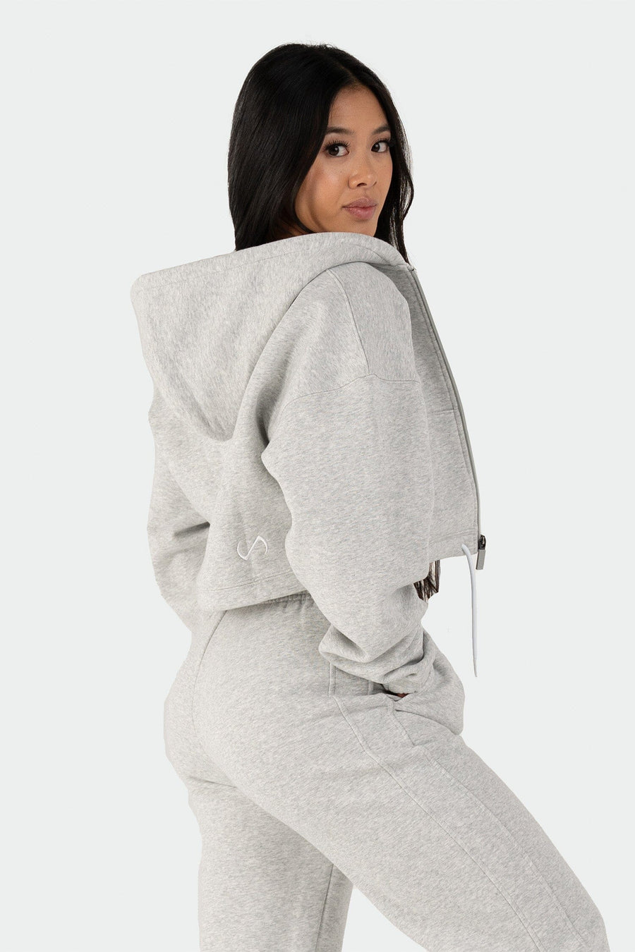 TLF Reset – Fleece Cropped Zip-up Hoodie -  Gray - 5