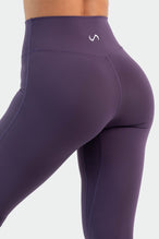Back Image of Tempo High Waisted Workout Leggings Dark Grape