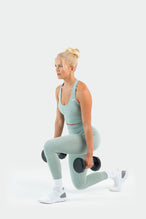 Full Model Image of Tempo High Waisted Workout Leggings Sage Green