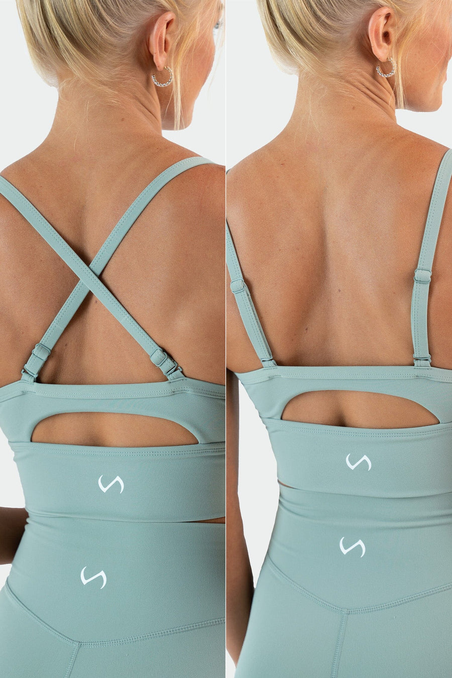 Back Image of Tempo Multi-Back Strap Sports Bra Sage Green