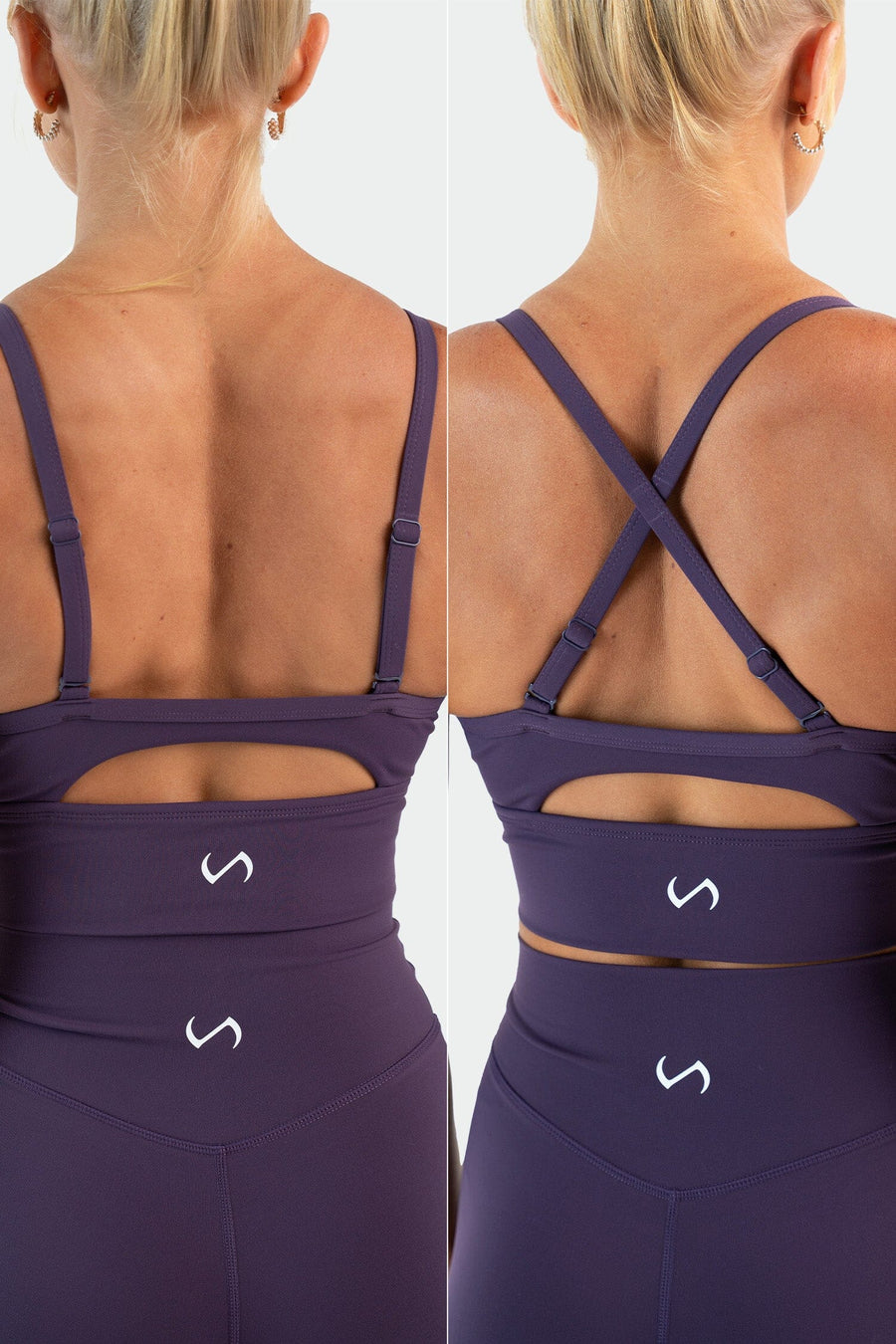 Back Image of Tempo Multi-Back Strap Sports Bra Dark Grape